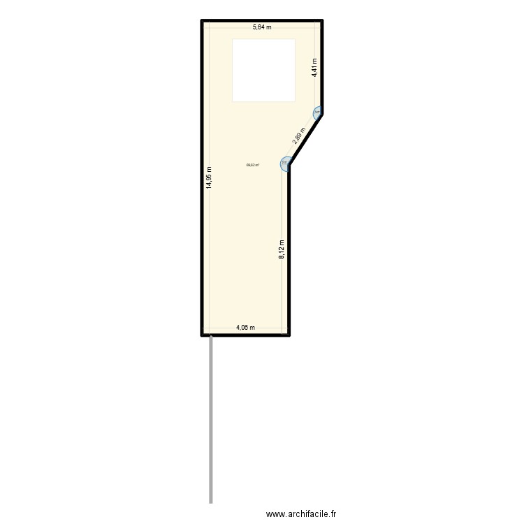 jardin. Plan de 1 pièce et 70 m2