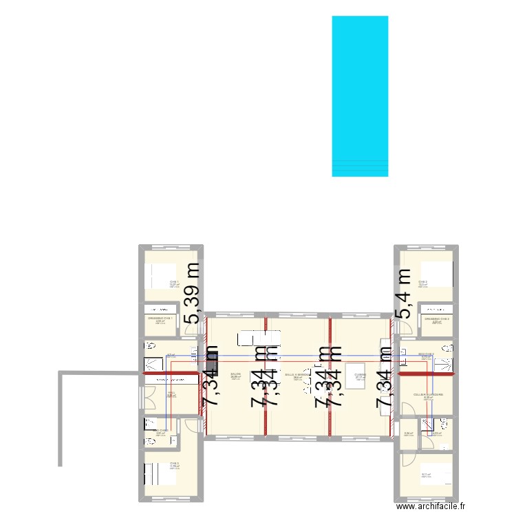 Moncorneil-Grazan V4. Plan de 16 pièces et 178 m2