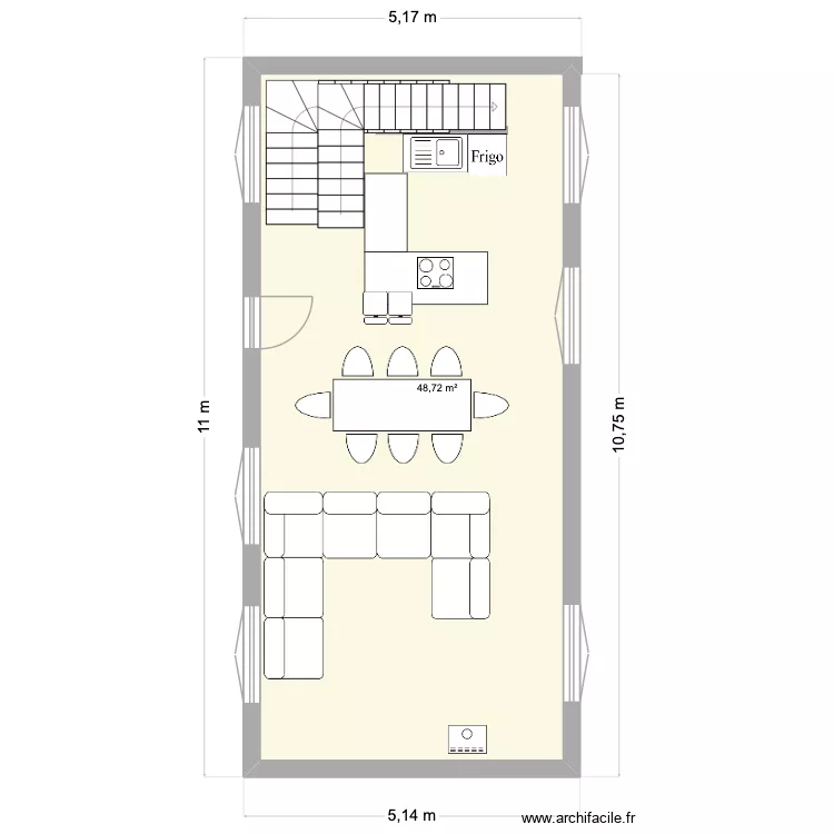 1 cuisine 2. Plan de 1  et 49 m²