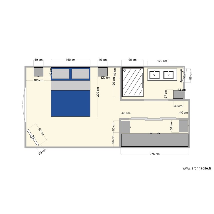 183B CHAMBRE VFINAL. Plan de 3 pièces et 21 m2