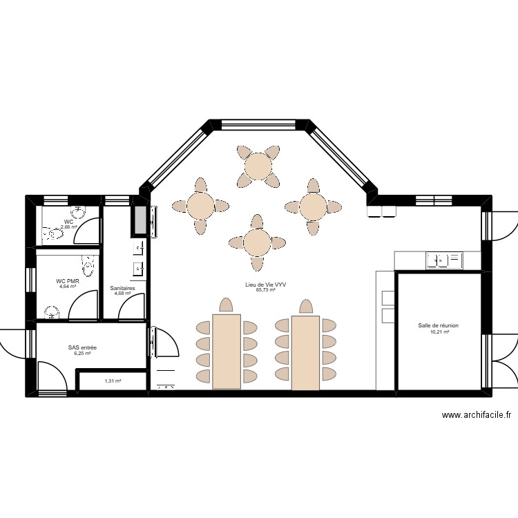 Bâtiment H Pélissier - projet2. Plan de 8 pièces et 96 m2