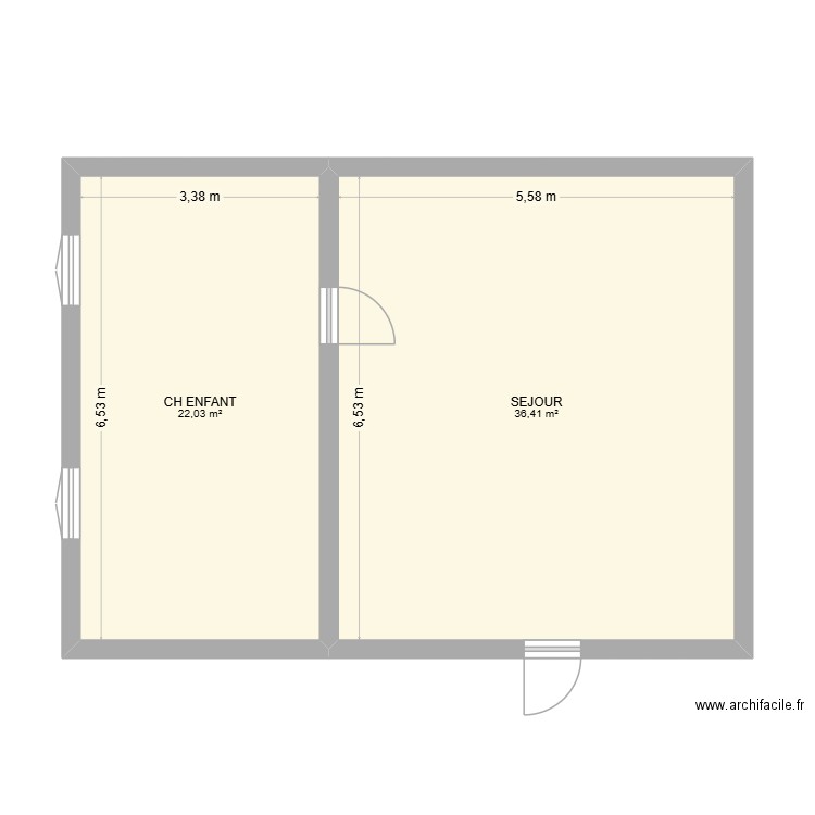 TEST JB TGV. Plan de 2 pièces et 58 m2