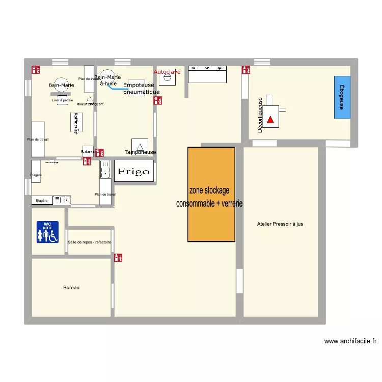 Plan Ateliers R&eacute;nova. Plan de 9  et 90 m²