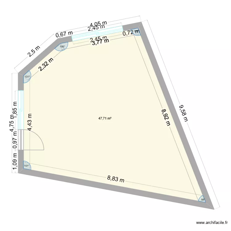 biblioth&egrave;que de S&eacute;nergues. Plan de 1  et 48 m²