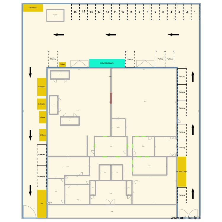 ceramed estacionamento. Plan de 22 pièces et 3046 m2