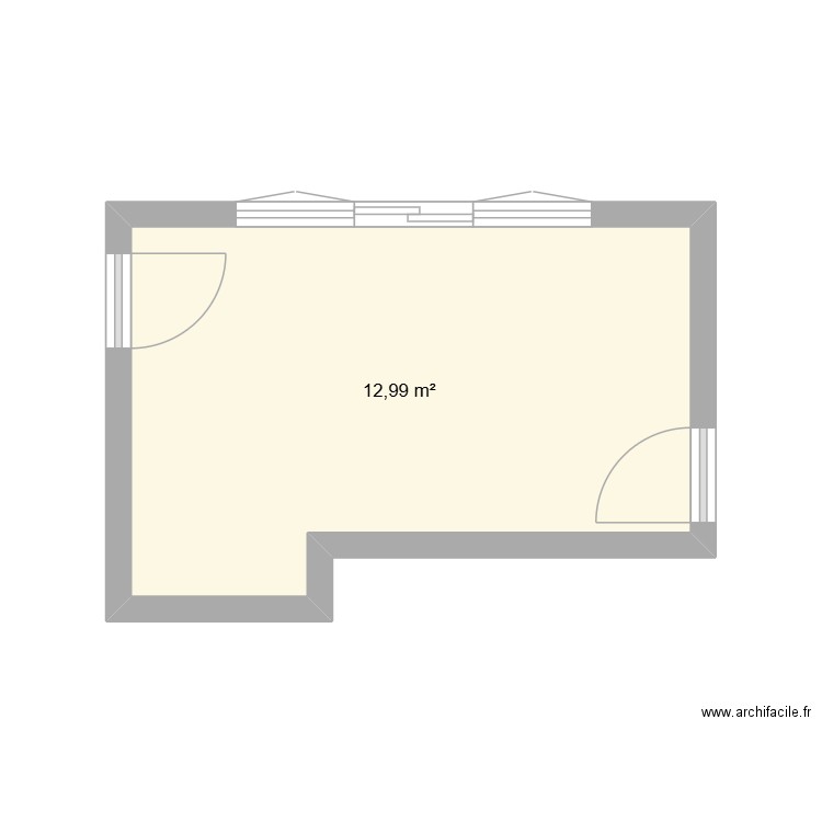 magasin. Plan de 1 pièce et 13 m2
