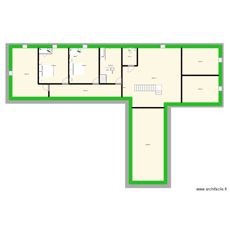 Plan étage avec isolation. Plan de 11 pièces et 510 m2
