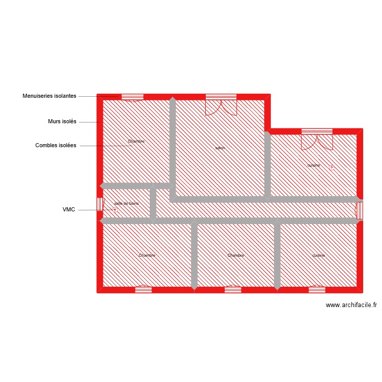 Bizot lecomte étage étape  et 1/2. Plan de 8 pièces et 80 m2