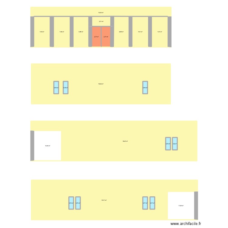 Emin Elevations. Plan de 24 pièces et 329 m2