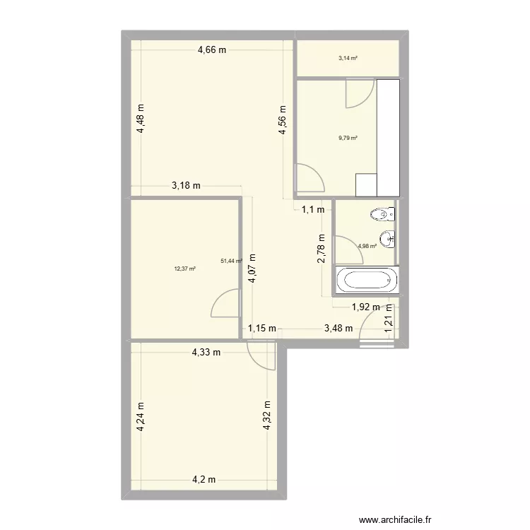 Bossennens. Plan de 5  et 82 m²
