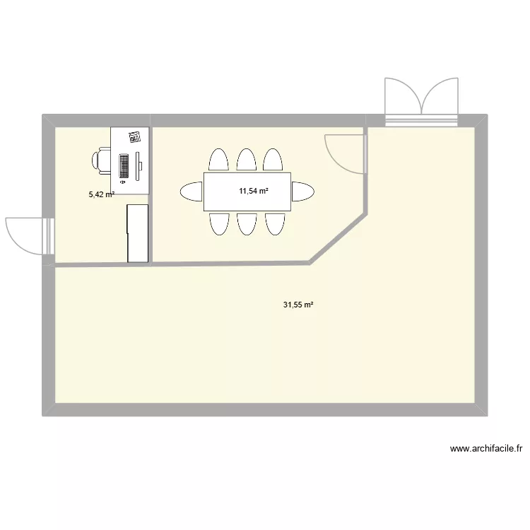 Algeco 1. Plan de 3  et 49 m²