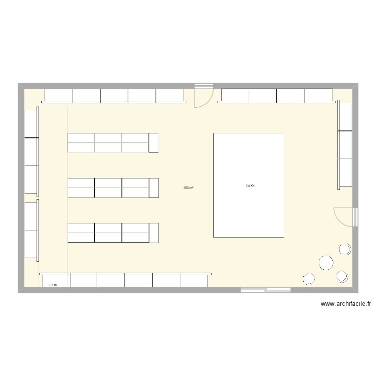 Type 3. Plan de 1 pièce et 150 m2