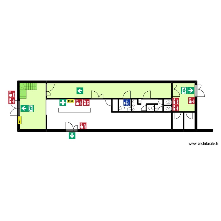 Banlieus rdc. Plan de 11 pièces et 111 m2