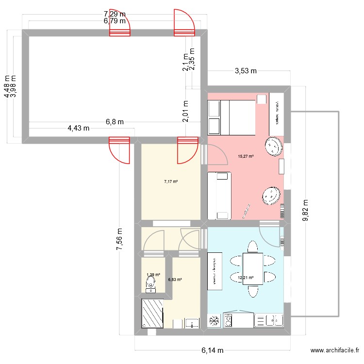 mont dore plan 2. Plan de 5 pièces et 43 m2