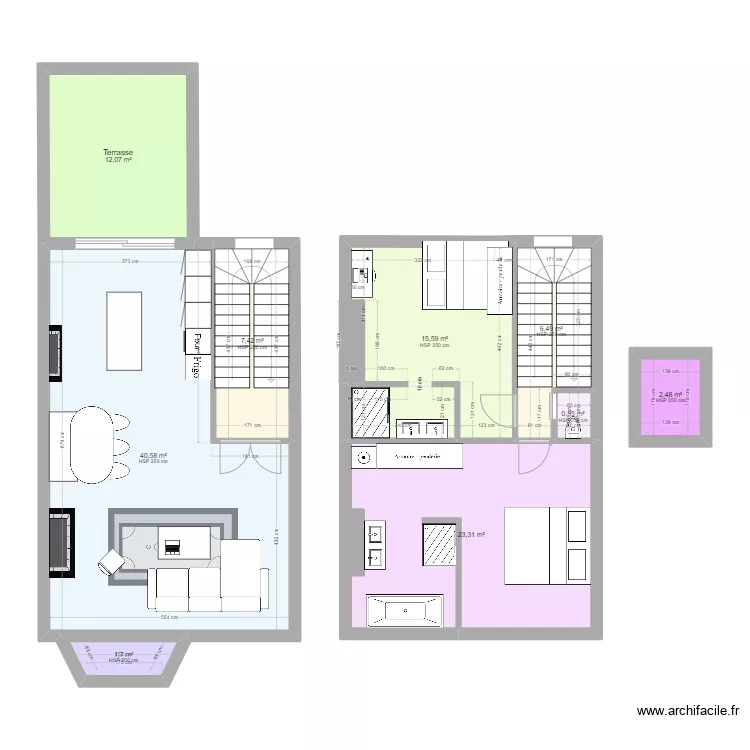 3 chambres. Plan de 