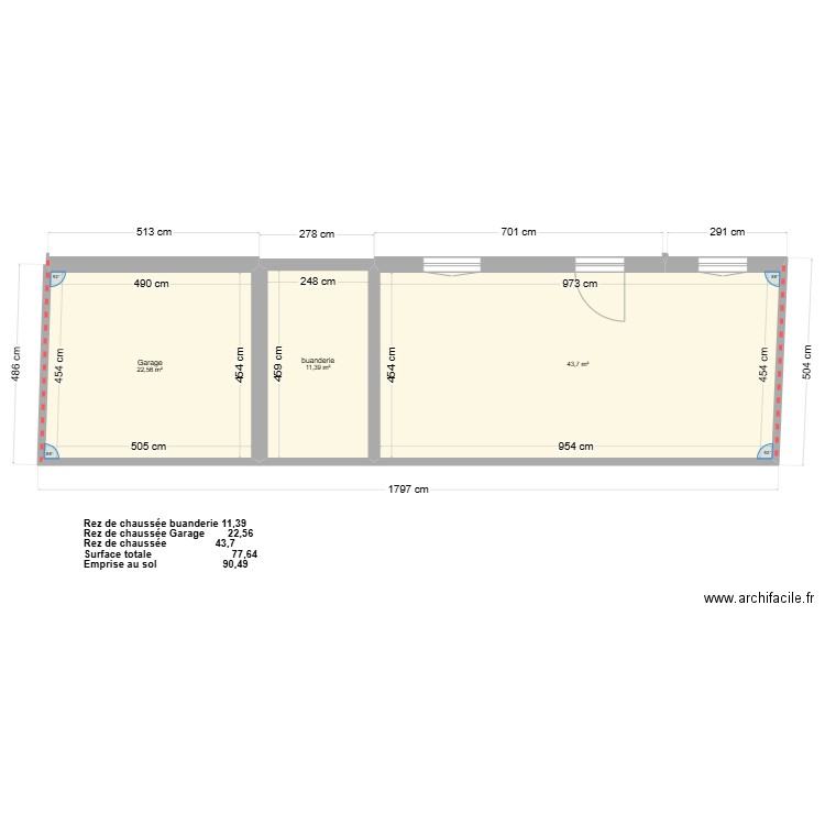NIAF PC plan de masse origine. Plan de 3 pièces et 78 m2