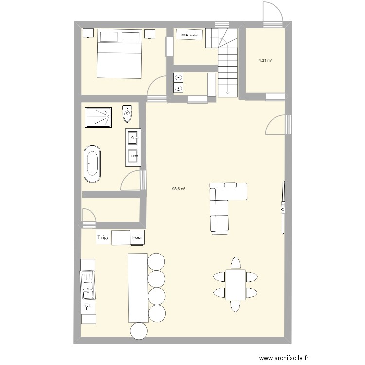 Plan topaze_ 1. Plan de 2 pièces et 103 m2