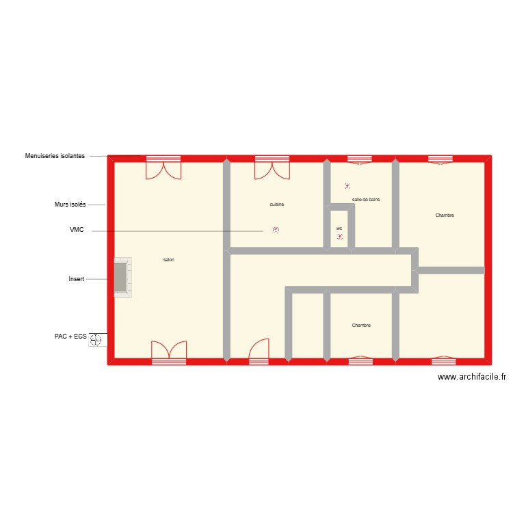 FAUJANET ETAGE scénario 3. Plan de 8 pièces et 108 m2