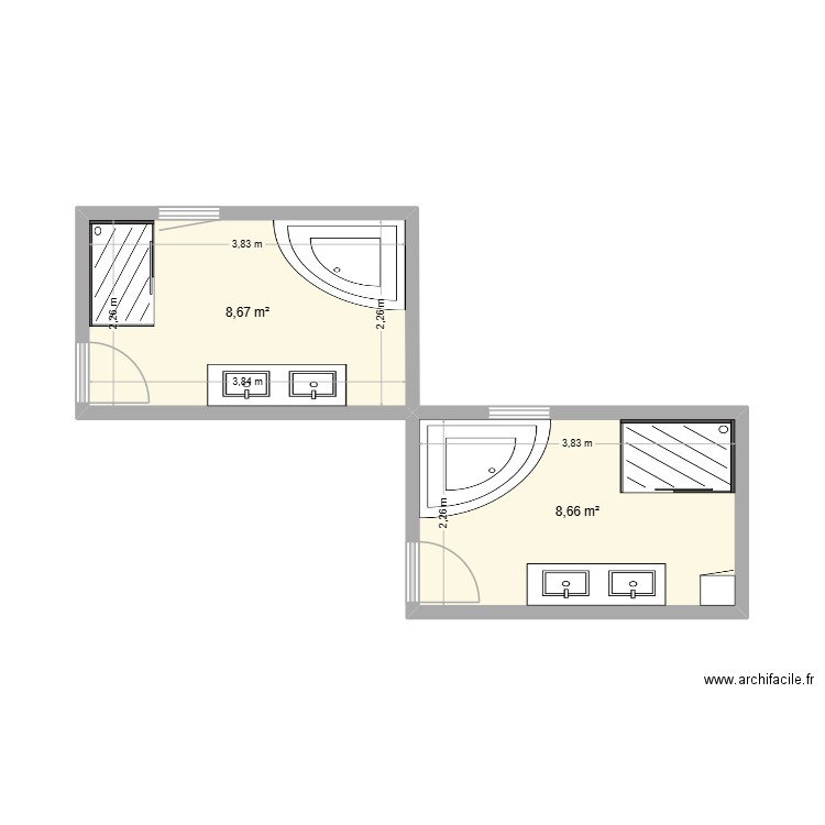 SdB Etage_2025 Sept. Plan de 2 pièces et 17 m2