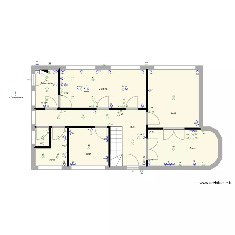 Clesse-Jeusette RDC. Plan de 8  et 72 m²