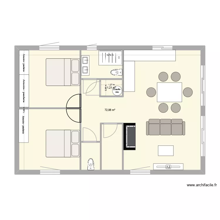 maison. Plan de 2  et 77 m²