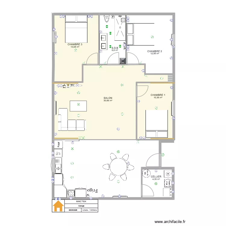 Grange 2. Plan de 6  et 79 m²