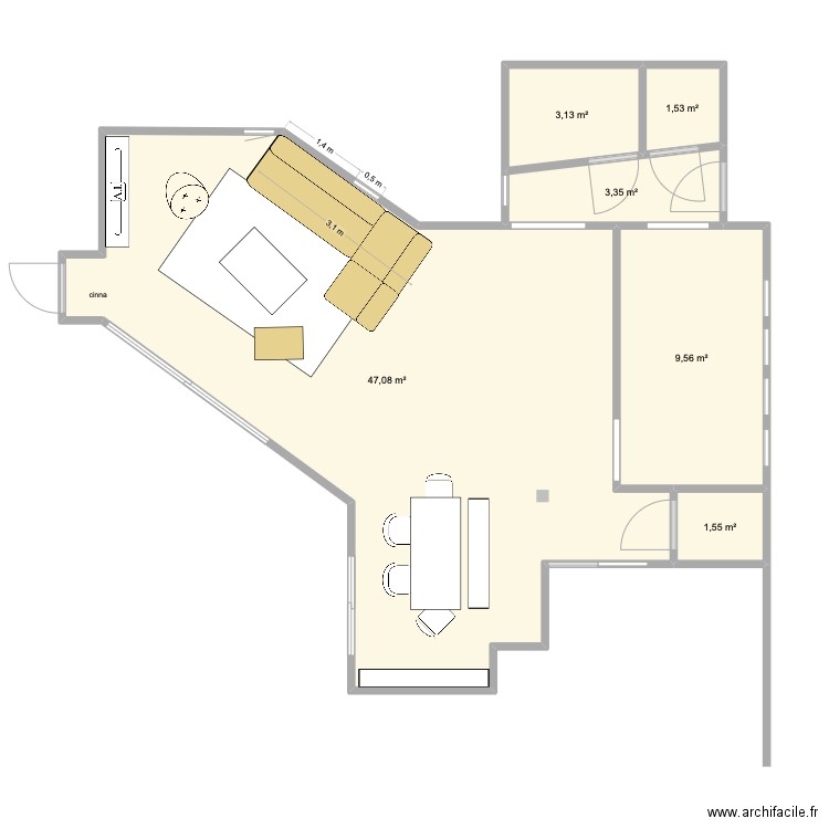 la redoute Giuliano. Plan de 6 pièces et 66 m2