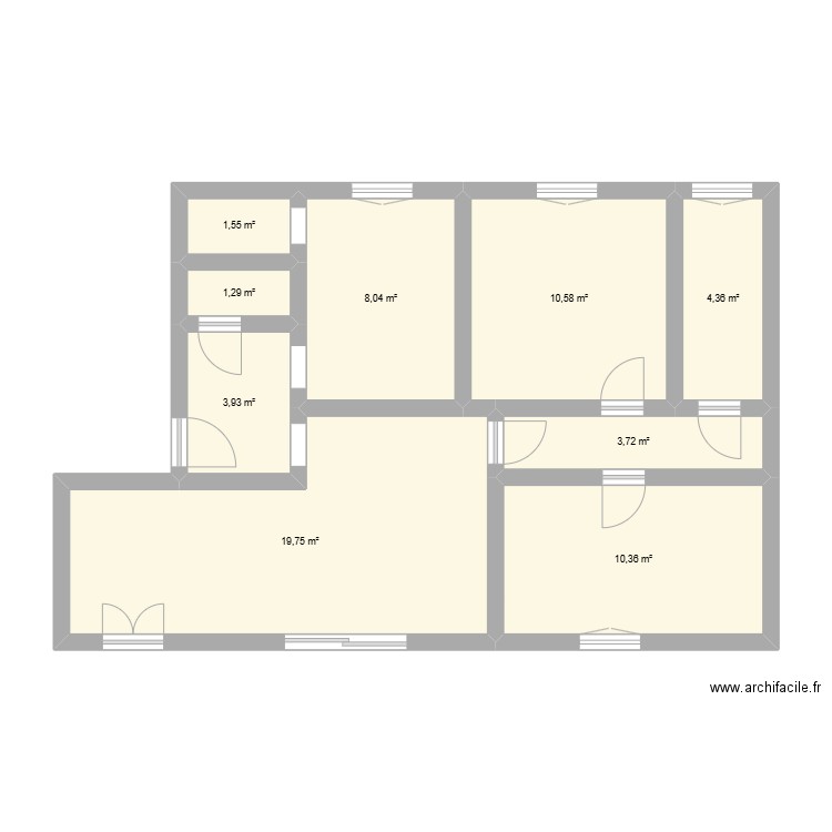 Claire Cazelles. Plan de 9 pièces et 64 m2