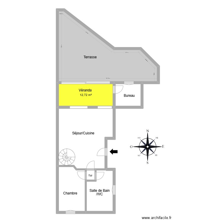 TURNER RDC. Plan de 7 pièces et 117 m2