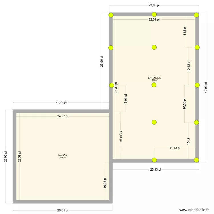 PIEUX. Plan de 2  et 134 m²