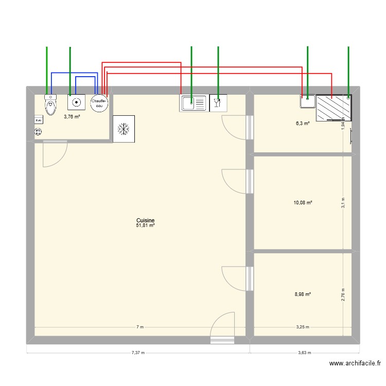 123F. Plan de 5 pièces et 81 m2