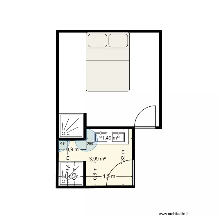 salle de bain 4. Plan de 1 Pièce et 4 m² salle de bain 4. Plan de 1 Pièce et 4 m²