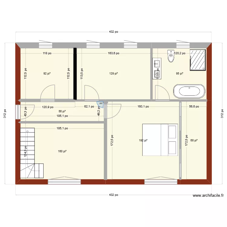 maison modifiee-1 er. Plan de 7  et 73 m²