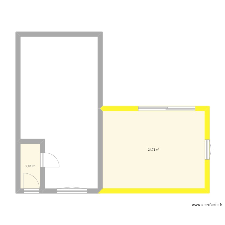 Chantier Dandois Vilvoorde. Plan de 2 pièces et 28 m2