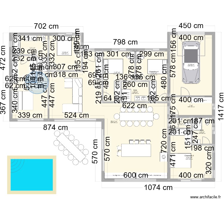 maison 4. Plan de 12 pièces et 187 m2