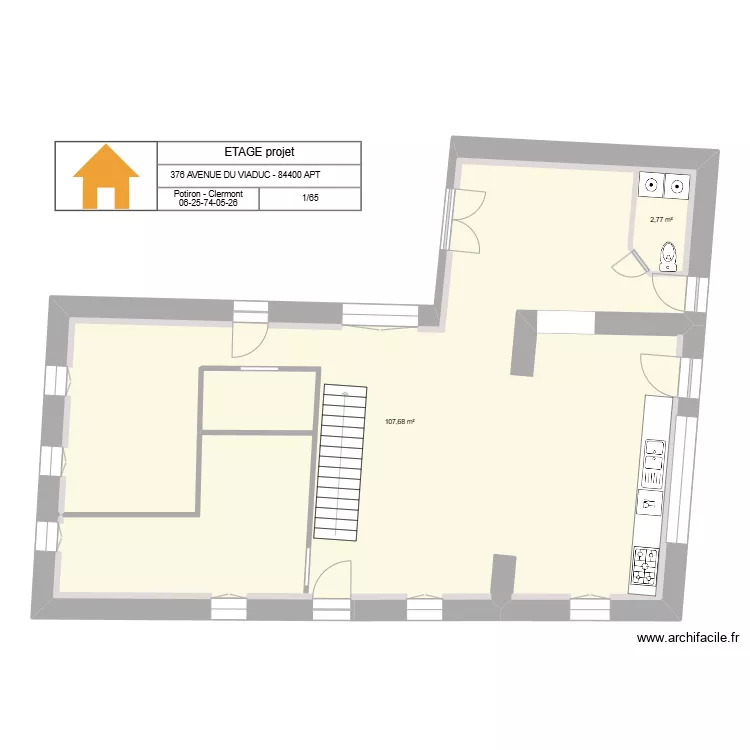 Etage sans mezzanine technique. Plan de 