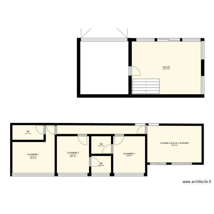 José. Plan de 8 pièces et 92 m2