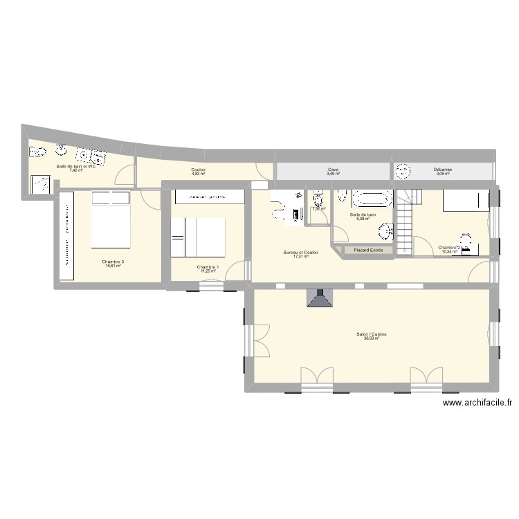 BouillaBeach V4+. Plan de 21 pièces et 202 m2