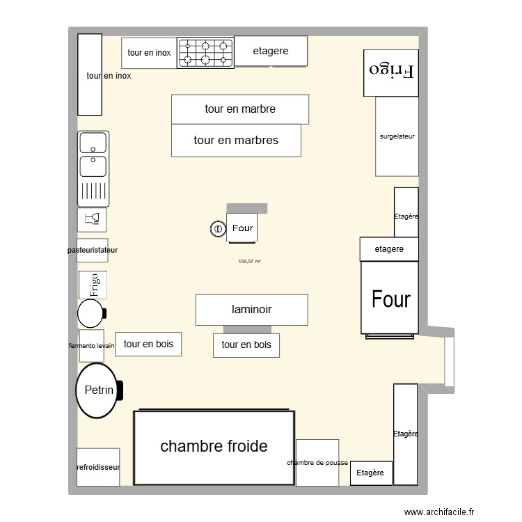 Laboratoire Boulangerie Pâtisserie. Plan de 1 pièce et 156 m2