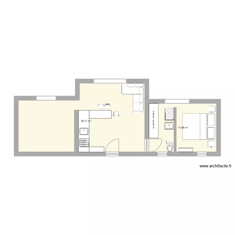 CASE. Plan de 2  et 41 m²