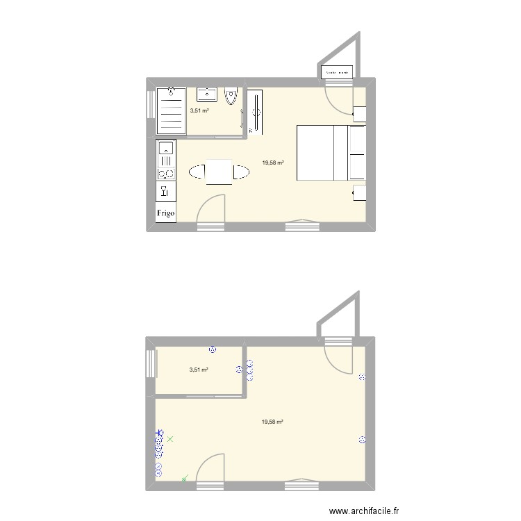 Dep ST med. Plan de 4 pièces et 46 m2