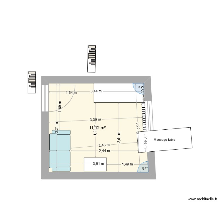 Maison ET. Plan de 1 pièce et 11 m2