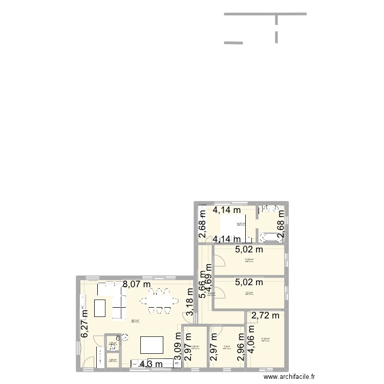 Maison jo. Plan de 10 pièces et 117 m2