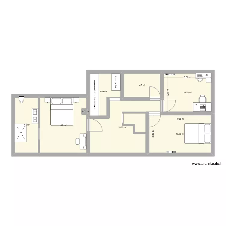 Maison V3 Haut. Plan de 8  et 72 m²