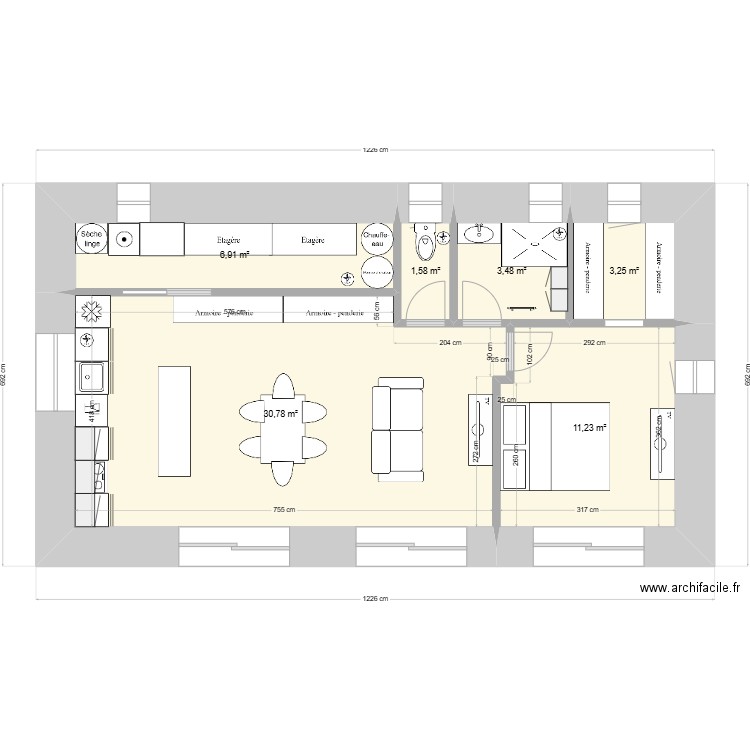MAISON MAMAN - Copie. Plan de 6 pièces et 57 m2