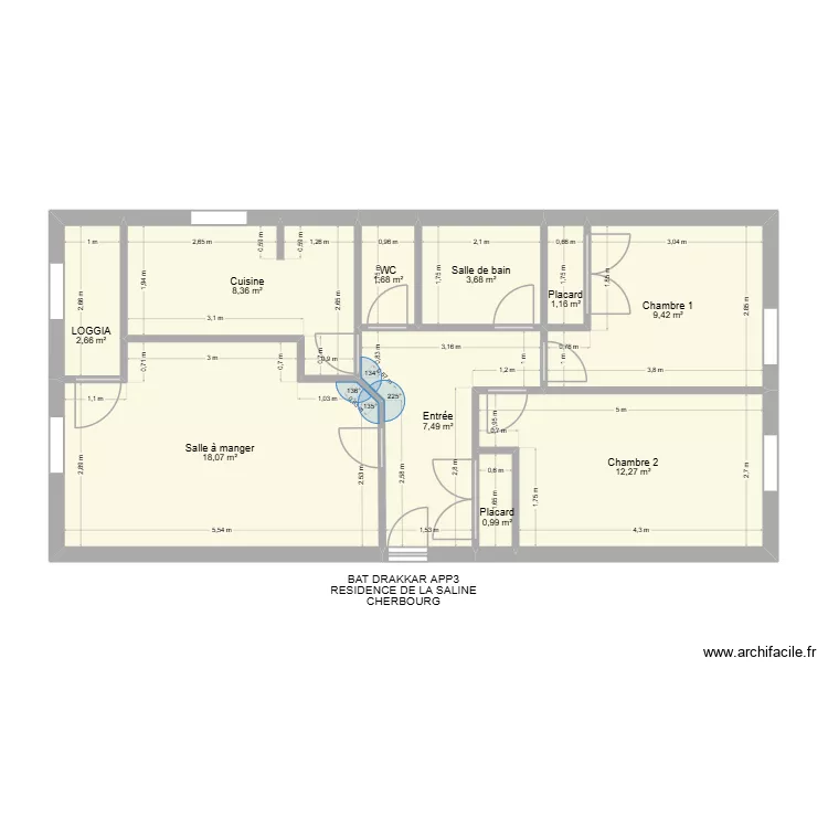 BAT DRAKKAR APP3. Plan de 10  et 66 m²