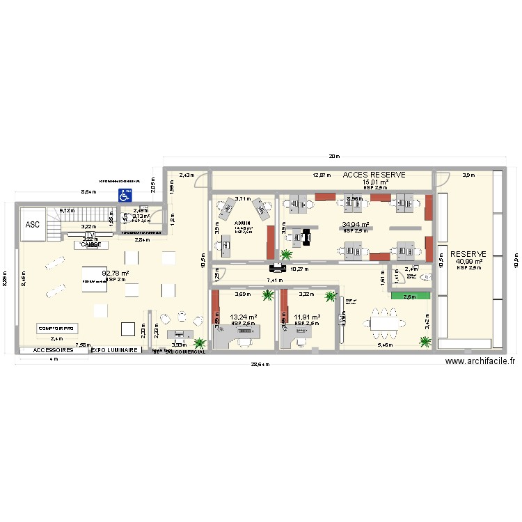 boutique cara sun. Plan de 10 pièces et 263 m2