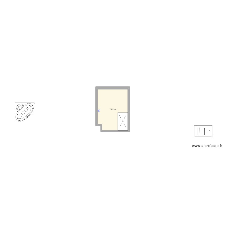 SDB. Plan de 1 pièce et 8 m2