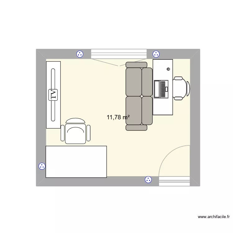Bureau. Plan de 1 et 12 m² Bureau. Plan de 1 et 12 m²