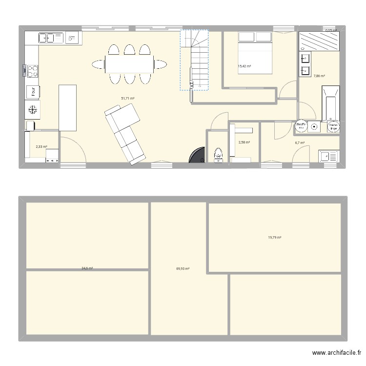 Maison. Plan de 14 pièces et 232 m2